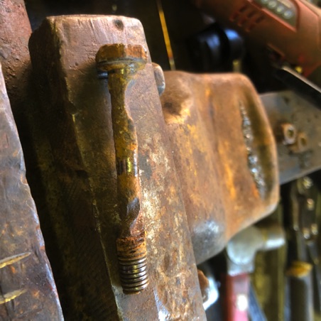 Remains of the tube mounting bolts