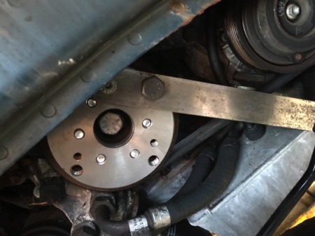 Home made crank holding tool